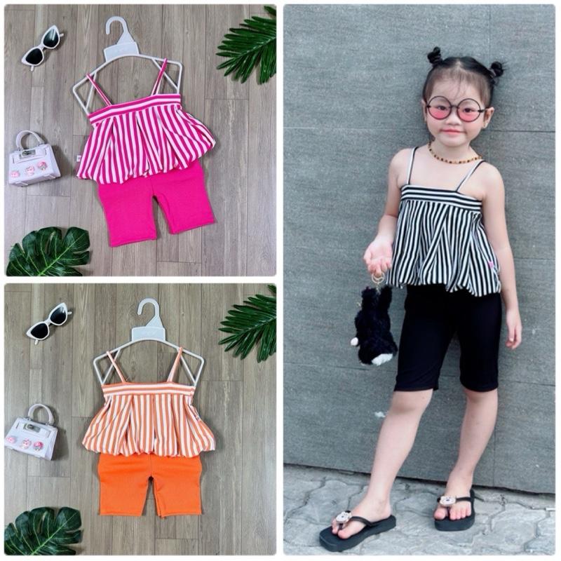 Set Áo Dây Bí Hoa Phối Quần Ngố Dễ Thương Cho Bé Gái