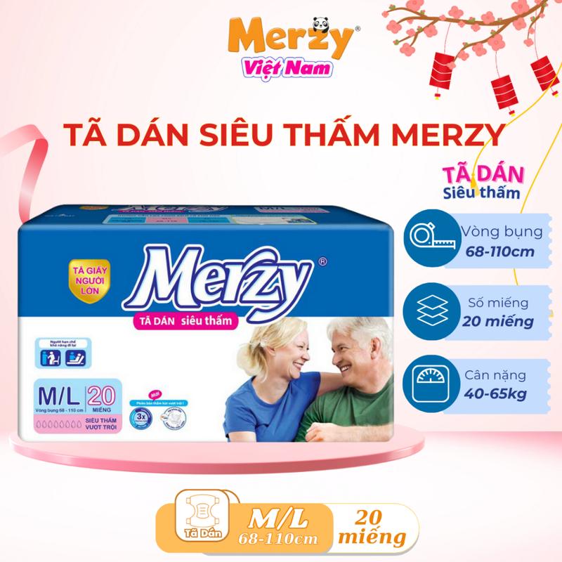 Bỉm già Dán Merzy Honey size M L 20 miếng Women Nữ