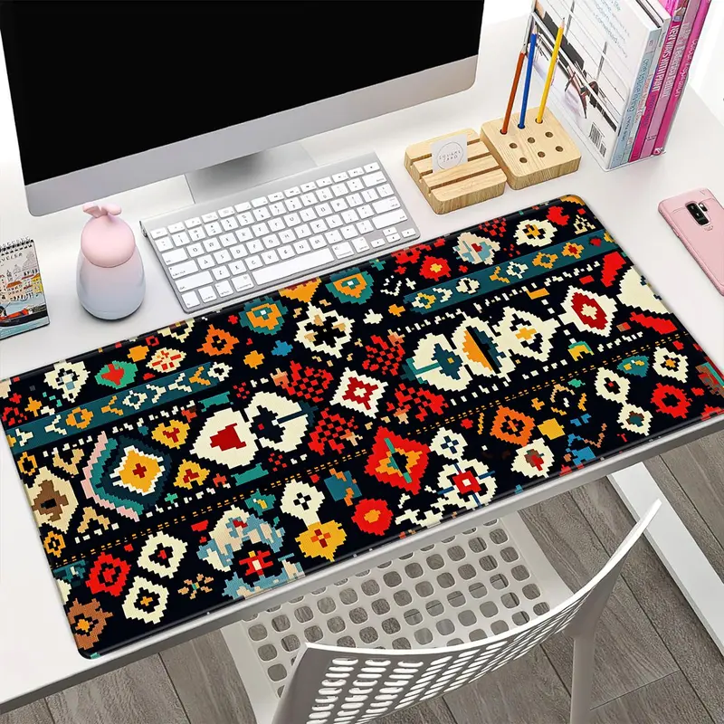 Boho Style Geometric Pattern Mouse Pad, Rectangle Gaming Mouse Pad with Non-slip Rubber Base, Decorative Desk Keyboard Mat for Home Office Game Room 6