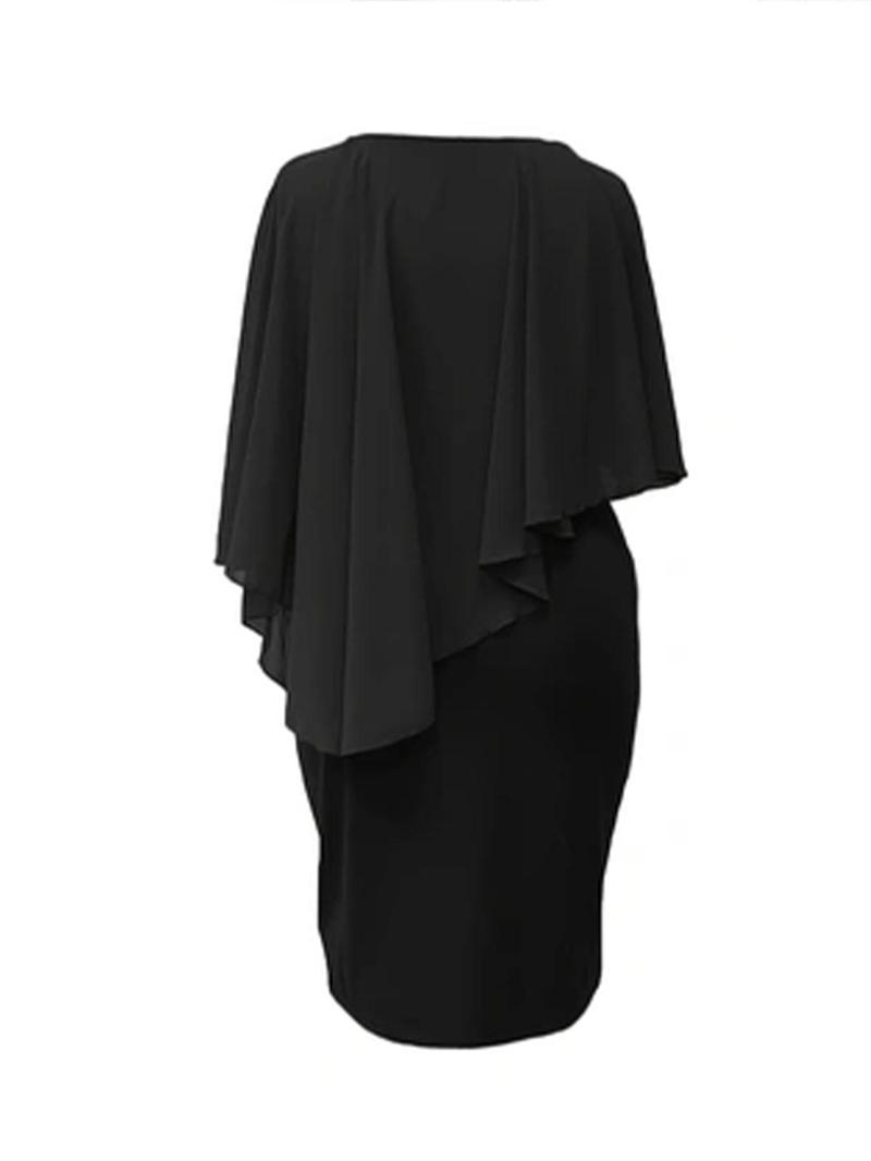 Product Introduction of 【Plus Size】 Solid Color Dress, Elegant Fashion Casual Round Neck Dress for Daily Outdoor Wear, Women Plus Clothing for All Seasons 2