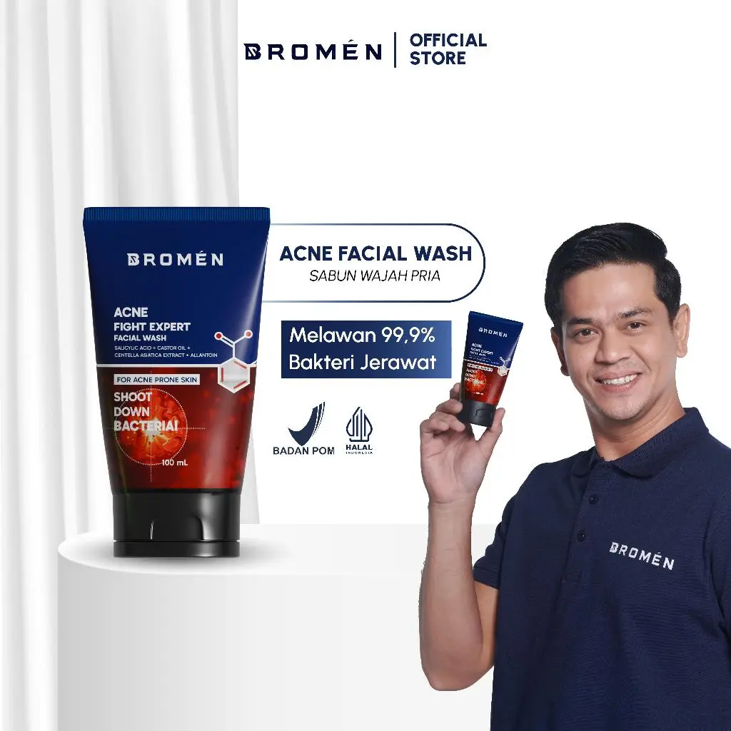 BROMEN ACNE FACIAL WASH - Sabun Cuci Muka Pria Penghilang Jerawat Wajah Perawatan
