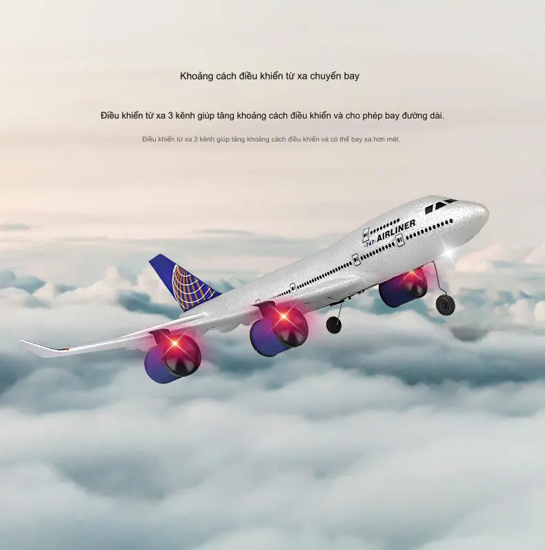 Máy bay điều khiển từ xa Boeing A380 cánh cố định ba kênh 2.4G chở khách dành cho trẻ em 2