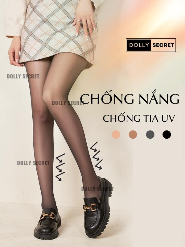 [T41] Quần Tất Chống Nắng Chống Tia UV DOLLY SECRET Quần Tất Siêu Mỏng Tàng Hình Che Khuyết Điểm (V3<95cm) Nữ Đen Women quantat  dolly