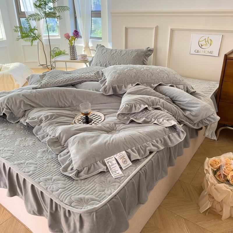 Product Introduction of [ CÓ TÁCH LẺ ] Set Nỉ Sữa Cao Cấp 4 Món Bao Gồm 1 Chăn Trần Liền Ruột kt 2mx2m3, 1 Ga Chun Bọc, 2 vỏ gối 50x70cm 9