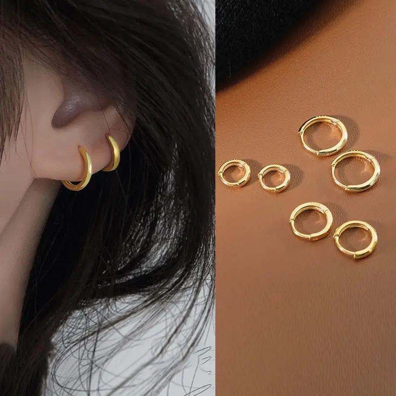 Silver earrings for women light luxury high-end earrings niche simple ear bone studs plain hoop ins earrings jewelry wholesale