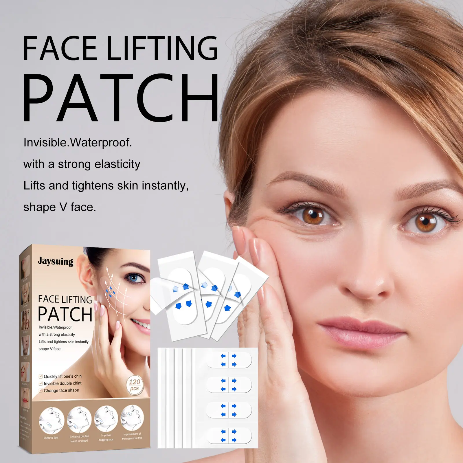 Miếng Dán Nâng Mặt Vô Hình, Dán Mặt Nâng Cơ, Nâng Cằm, Định Hình, Dây Đeo Chữ V, Miếng Dán Mặt, Trang Điểm Boutique Skincare Nữ