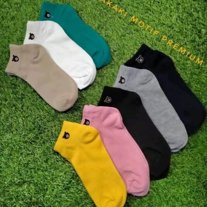 LUSINAN Kaus kaki dewasa pendek Matakaki Panda kaos kaki ankle cute wanita remaja dewasa Katun Putih dan banyak warna Nyaman Hitam Coklat dan banyak warna 9