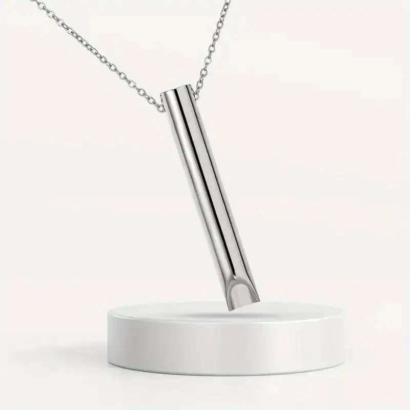 Breathing Necklace, Stainless Steel Meditation Necklace, Deep Breathing Tool, Sports Accessories Gift for Men and Women