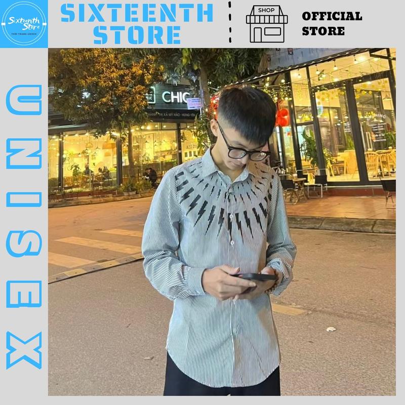  Áo Sơ Mi Kẻ In Tia Sét Nam Nữ Menswear Shirt 