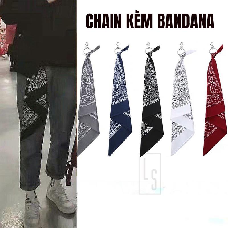  Chain Quần Kèm Khăn Bandana Streetwear - Móc Bandana Hiphop 