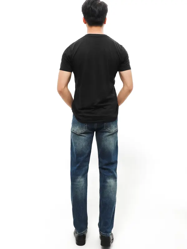 [QTV2] Quần jean nam co giãn, màu xanh dương wash trắng thời trang trước và sau, quần rin form ống slimfit_Q79 Pants Menswear Có Túi Cotton Denim 8