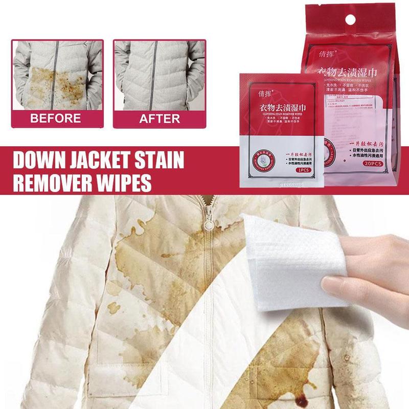 Product Introduction of 20pcs/bag Clothes Cleaning Wipes Down Jacket Stain Wet Wipes Removal Remover T8P2 28