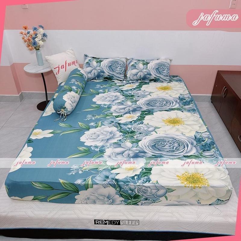 Bộ Ga Gối 4 Món Thun Lạnh Silk Cao Cấp Jafuma, Drap Nệm Thun Lạnh Kích Thước Nệm 1m - 1m8x2m, Cho Nệm 3-30cm