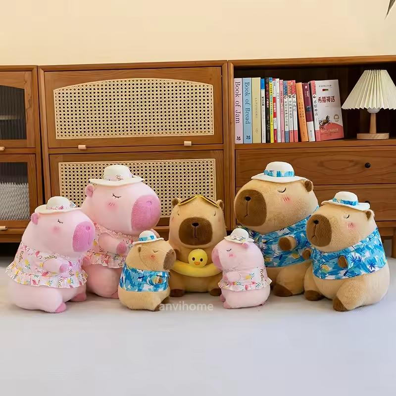 Gấu Bông Capybara mặc đồ bơi Gấu Bông ANVIHOME - Capibara mặc váy - cabibara phao bơi, capibara Kawaii Thú nhồi bông đi biển