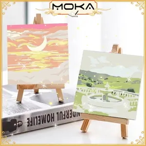 MOKA SET PAINT BY NUMBER ISI 1 CANVAS 20 X 20 CM, CAT WARNA DAN KUAS MKH101