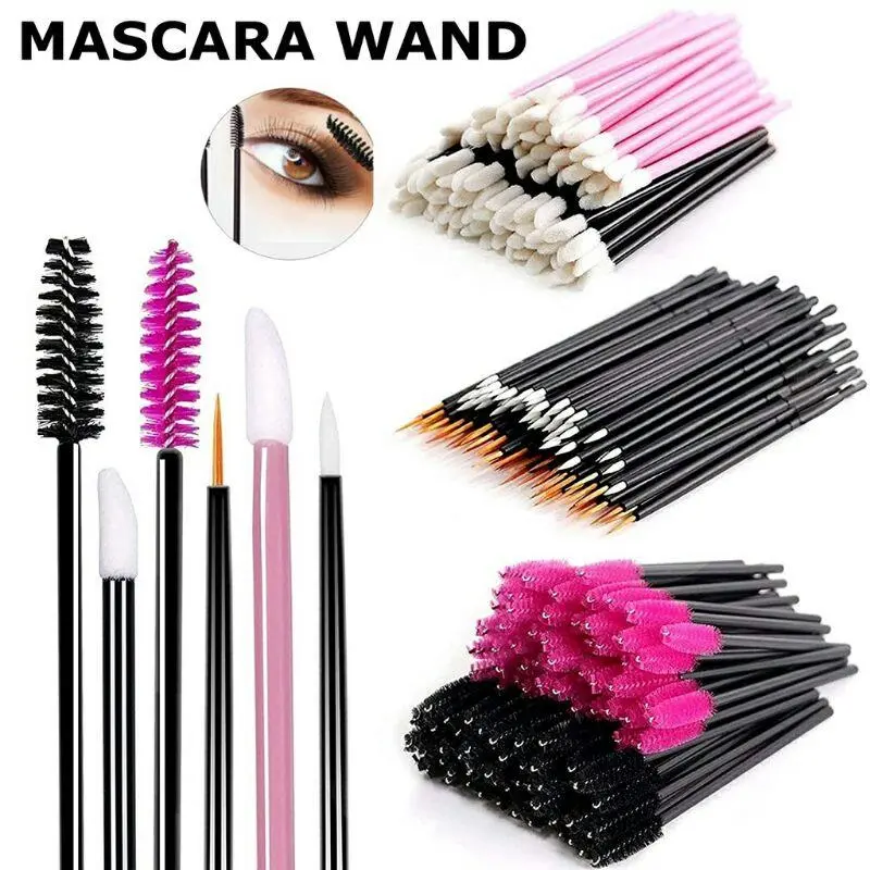 LIHAT VARIASI- Lip Brush Aplikator, Spoolie Mascara Feather , Brush Eyeliner sekali pakai warna random