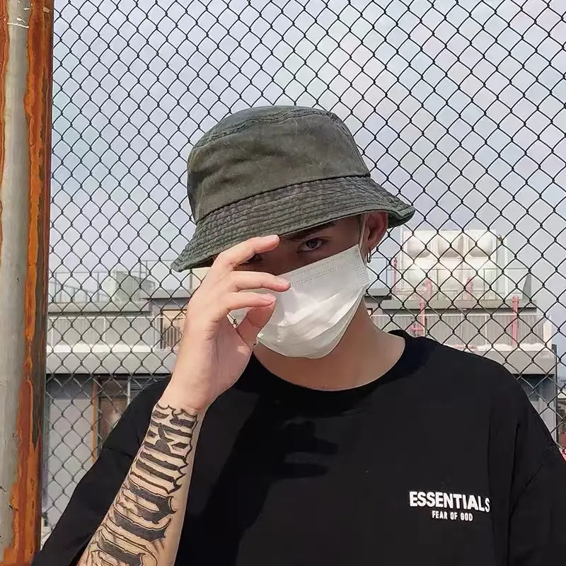 Mũ Bucket, Chất Liệu Cotton Đã Giặt, Mũ Trơn, Dành Cho Nam Giới, Mũ Waway, Mũ Ngư Dân, Mũ Chống Nắng Mùa Hè, Mũ Ngoài Trời