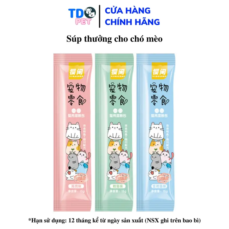 Súp thưởng cho mèo shizuka cat food đầy đủ dinh dưỡng giá rẻ thanh 15g chính hãng bởi TD PET 0