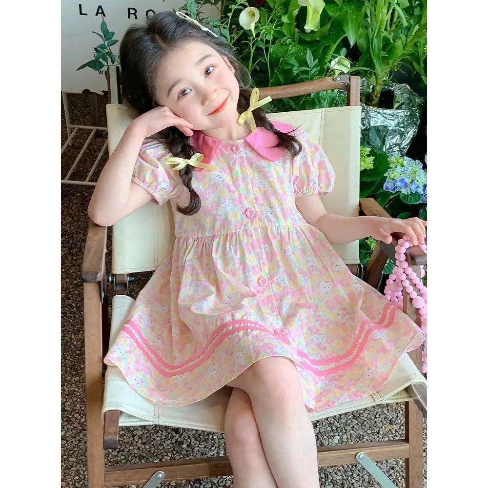 Váy xinh họa tiết thỏ hồng cho bé gái từ 8-45kg cao cấp Happy Kids G51