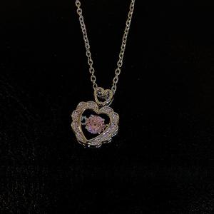 Kalung Jantung Berlian Merah Jambu, Reka Bentuk Pintar, Sesuai untuk Sebarang Hadiah, Rekaan Niche, Momen Pemberian baddies  chain