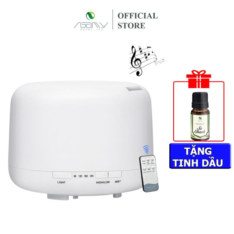 Máy Xông Tinh Dầu Phát Nhạc Khuếch Tán Phun Sương Tạo Ẩm Trụ Trắng Nga My Dung Tích 500ML Tặng 1 Tinh Dầu Và Điều Khiển Có Chế Độ Hẹn Giờ Đèn Led 7 Màu Phun Sương Tạo Âm Trong Phòng Điều Hòa Bảo Hành 6 Tháng ,Máy Khuếch Tán Tinh Dầu ,Phun Tinh Dầu