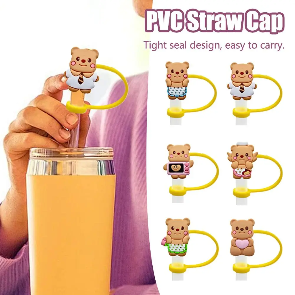 1Pcs Creative Reusable Silicone Straw Plug Splash Proof Drinking Dust Cap Dust-proof Straw Tips Cover Cup Accessory Kitchen Tool