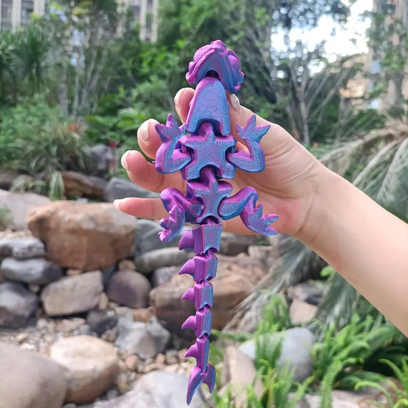 3D Printed Dragon Statue, Bendable Joint Dragon Figurine, Fantasy Theme Decoration for Home, Office Desk, Car, Living Room 3