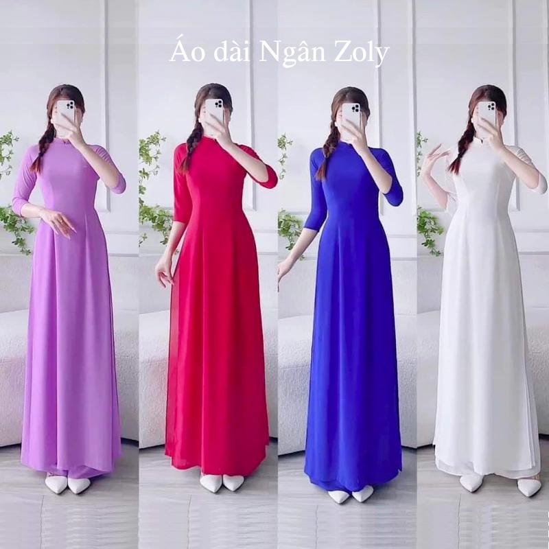 Áo Dài Nữ BST 10 Mẫu Trơn Lụa Mỹ Cổ cao 2cm Tay Lỡ Dress