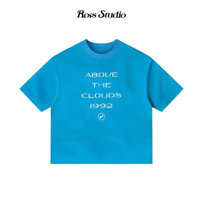 ROSS STUDIO - Áo Thun Xanh Dương In Lụa 300gsm "Above The Clouds 1992" - BLUE T-SHIRT
