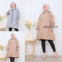 Gambar New Jacket Muslimah Long Hijab SAFIERA PARACHUTE Premium Tebal Bolak Balik Hoodie Bisa dilepas Kekinian Hight Quality Jaket Wanita - Dusty Pink, L dari jnjfashion.id Kab. Sukoharjo 5 Tokopedia