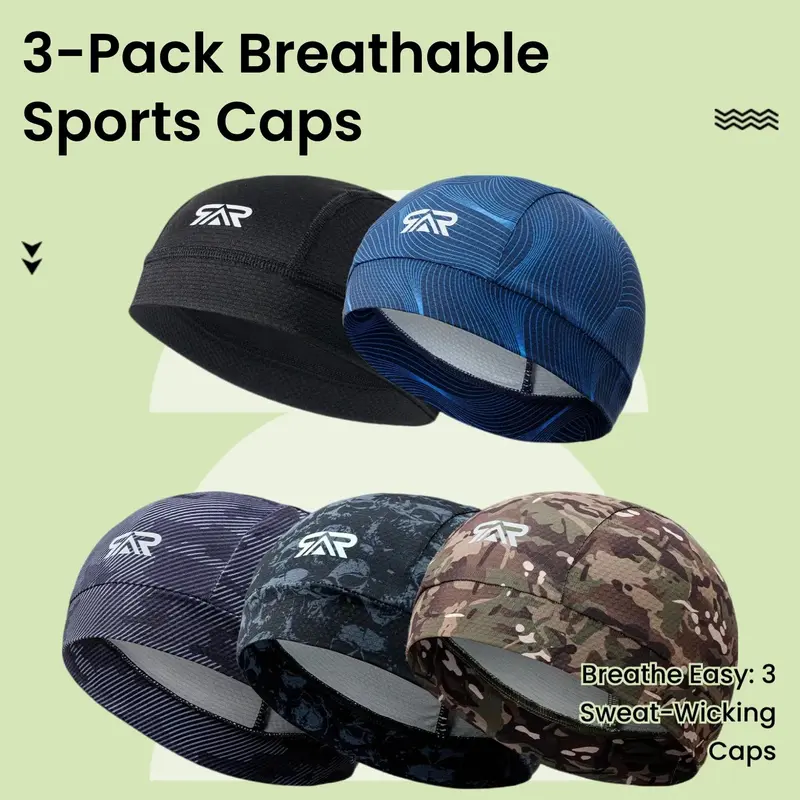 Sports Cap, 3 Counts/set Sweat-absorbing and Breathable Sports Cap, Essential for Internet Professionals, Cycling Helmet Inner Hat, Outdoor Cycling Accessories, Gifts for Him,  Cool Gadgets for Men 1