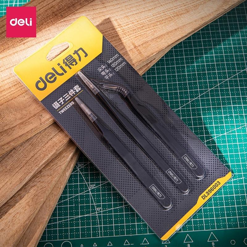 Bộ Nhíp 3 Chiếc Thép Không Gỉ Chính Hãng DELI - Chống Mòn Han Gỉ 1