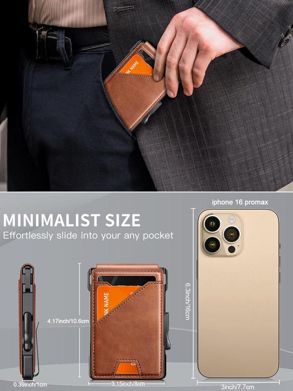 Men's Minimalist Bifold Wallet with Money Clip, 2025 New Style Slim Pu Leather Slots, Credit Card Holder & Rfid Blocking Dainty Gift for Your Love 3