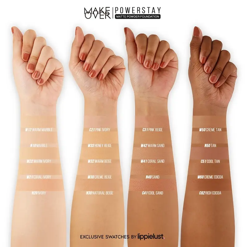 MAKE OVER Powerstay 24H Matte Powder Foundation -  Bedak padat BEST SELLER high coverage flawless ringan make up tahan lama 24 jam non-comedogenic Wajah Kering 4