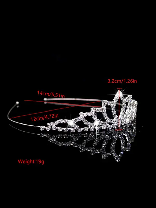 Rhinestone Crown for Wedding Bridesmaid Pageant Party Flower Girl Tiara Headdress, Elegant Temperament Crown 5
