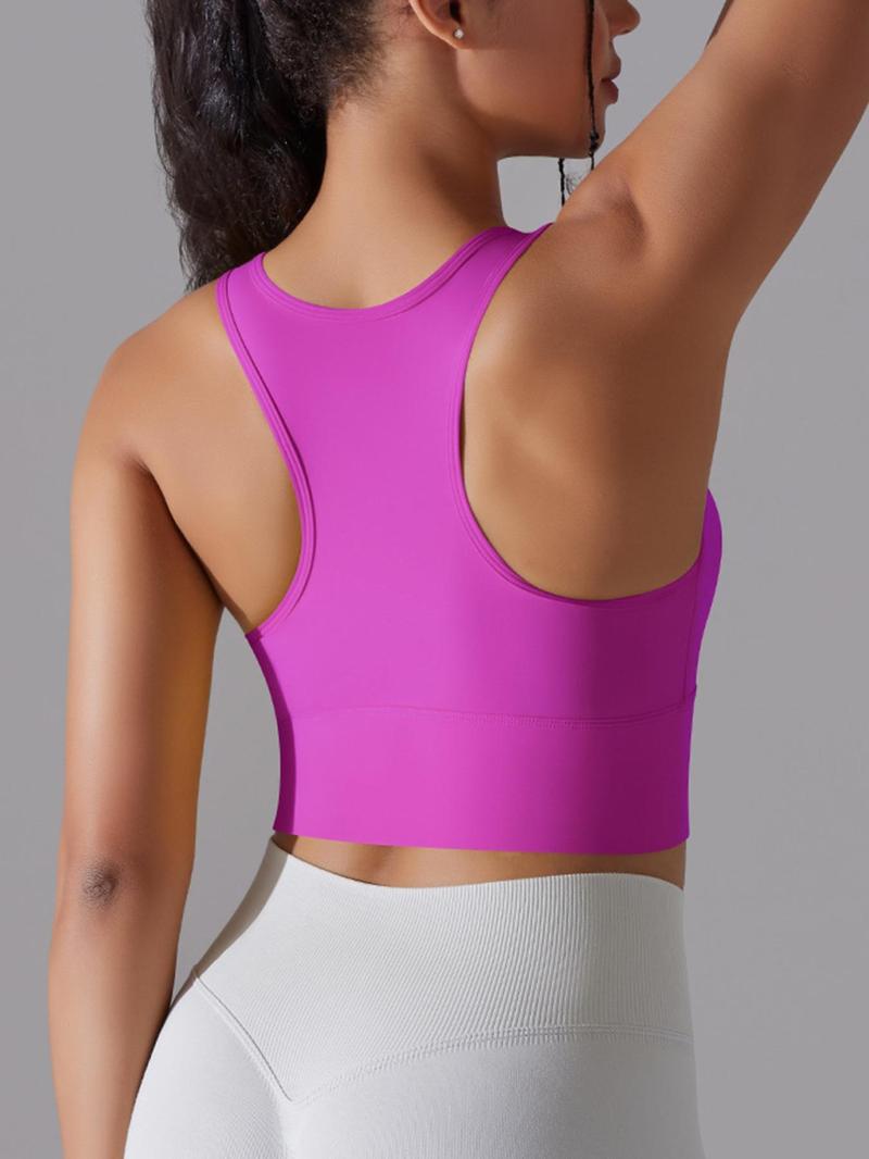 Product Introduction of Women's Solid Wireless Sports Bra, Breathable Comfortable Racerback Sports Lingerie Top, Ladies Sportswear Clothing for Yoga Gym Workout 6