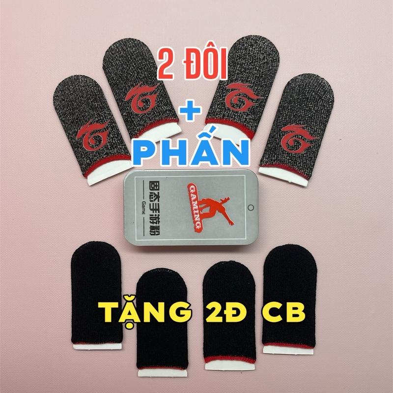Combo 2 Đôi Bao tay chơi game Garen + Phấn Tặng thêm 2 Đôi bao tay sợi Cacbon tăng độ nhạy cảm ứng chơi game, giảm mồ hôi tay, không bị bám dính màn hình khi chơi game Phụ Kiện Chơi Điện Tử