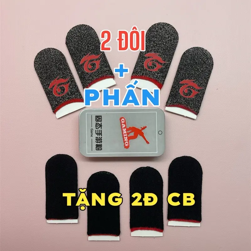 Combo 2 Đôi Bao tay chơi game Garen + Phấn Tặng thêm 2 Đôi bao tay sợi Cacbon tăng độ nhạy cảm ứng chơi game, giảm mồ hôi tay, không bị bám dính màn hình khi chơi game Phụ Kiện Chơi Điện Tử 0
