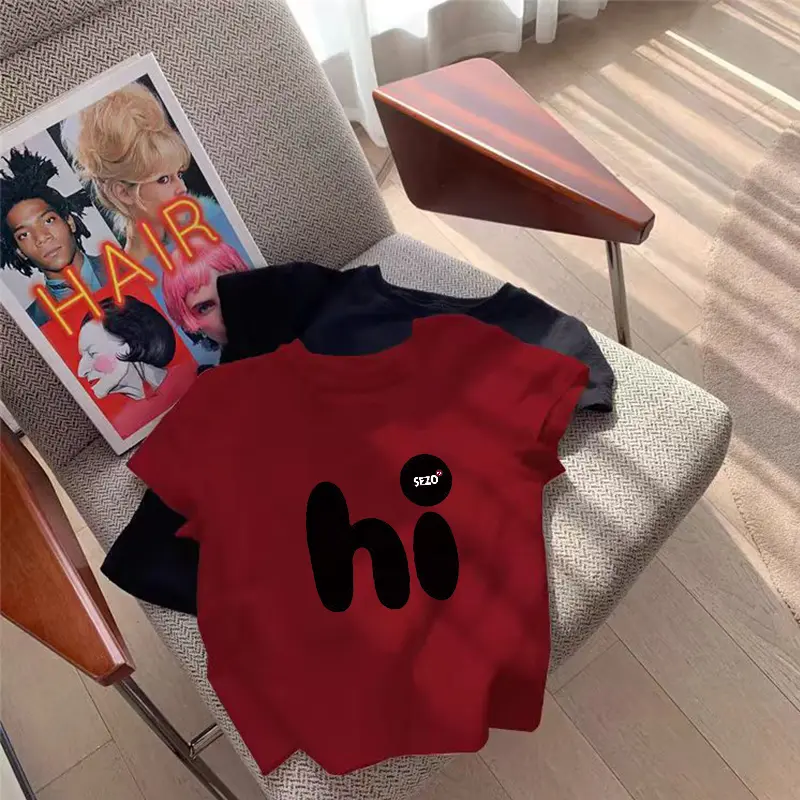Áo Thun Cotton ngắn Tay Cho Bé Gái, In Hình Hoạt Hình Hi, Phong Cách Phương Tây, Áo Dễ Phối Đồ Hàng Mới Về Mùa Hè 2024, Dễ Thương