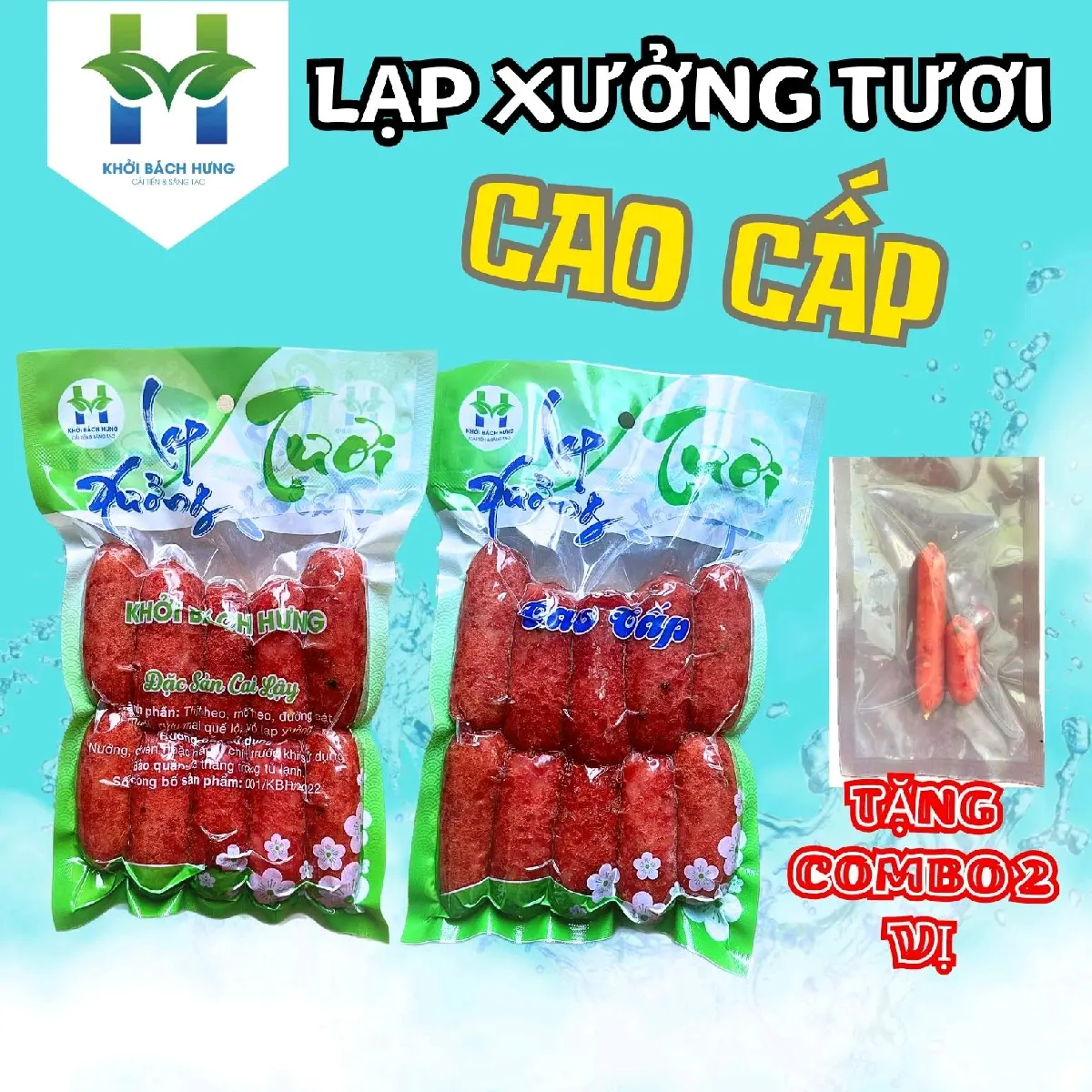 1 kg lạp xưởng heo cao cấp - sấy dẻo (Tặng gói nhỏ 2 vị lạp tôm và lạp heo khô). [Khởi Bách Hưng]
