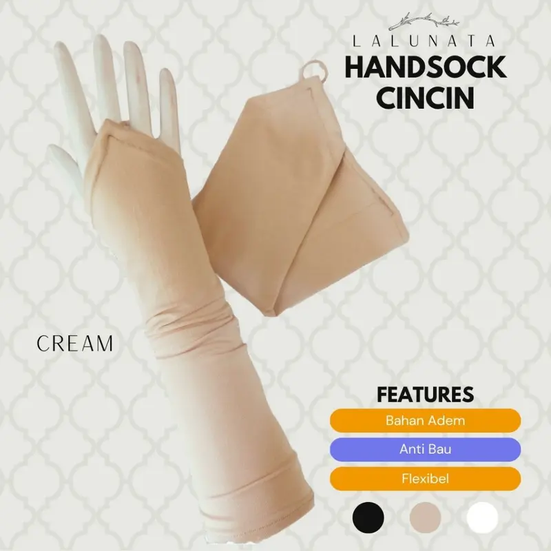 Manset Tangan Handsock Sarung Lengan Panjang Lubang Jempol Panjang Polos Anti Sinar UV By Lalunata 3