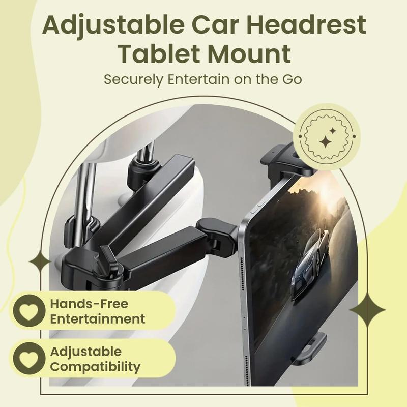 Car Headrest Tablet Mount, 1 Count Car Headrest Phone Holder, Car Phone Holder, Car Phone Hanging Rack, Flexible Adjustable Car Tablet Holder, Car Interior Accessories, Phone Accessories, Car Items 1