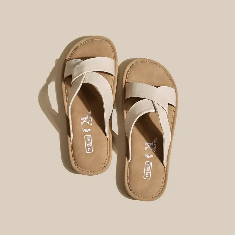 Retro Boken shoes, summer 2025 new style, fashionable and casual, versatile sandals, slippers, women's beach straight drag