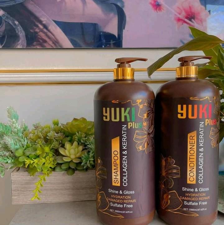  Dầu gội xả keratin yuki plus 2000ml hương thơm nước hoa Không chứa silicon Kiểm soát dầu Chống gàu Women Nữ Gội Đầu 