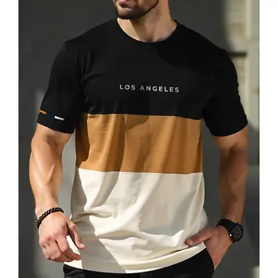 Camisa Masculina LOS ANGELES MANGA Camiseta 100% Algodão T-Shirt Street Wear Plus Size