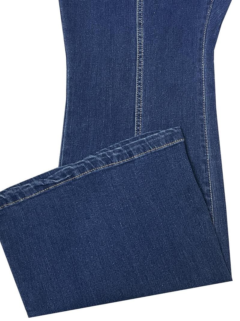 Product Introduction of 【Plus Size】 Solid Zipper Denim Overalls Jumpsuit, Casual Fashion Pocket Sleeveless Denim Overalls Jumpsuit for Daily Wear, Women's Plus Clothing for Summer, Dungarees 7