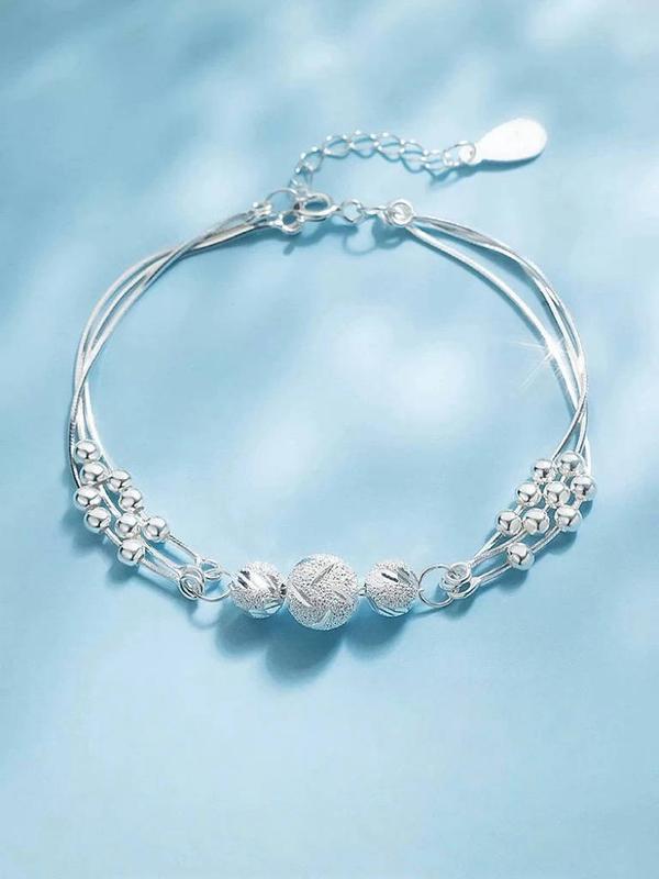 Vòng Tay Nhiều Lớp Mạ Bạc Hạt May Mắn Chạm Khắc Thích Hợp Cho Bé Gái Mới Đồ Trang Trí Tay Mùa Hè Thiết Kế Độc Đáo Ins S