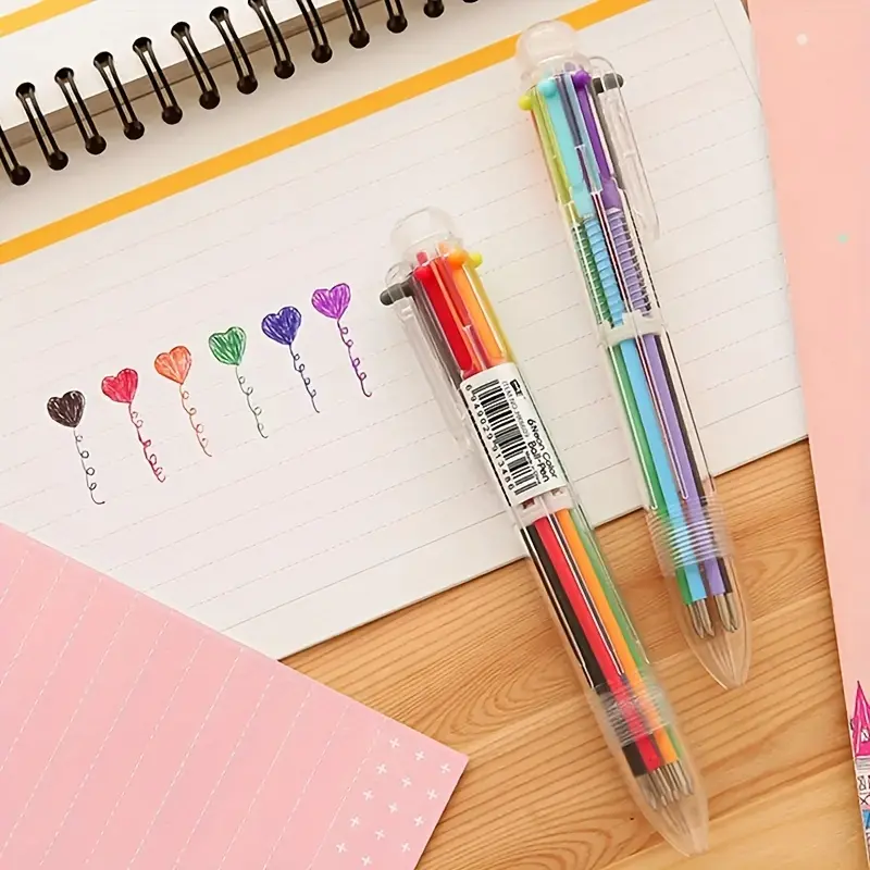 1/4pcs Vibrant Six-Color Transparent Ballpoint Pens - Durable Plastic, Smooth Writing, Kawaii School Supplies & Stationery Essentials, Pens for Writing