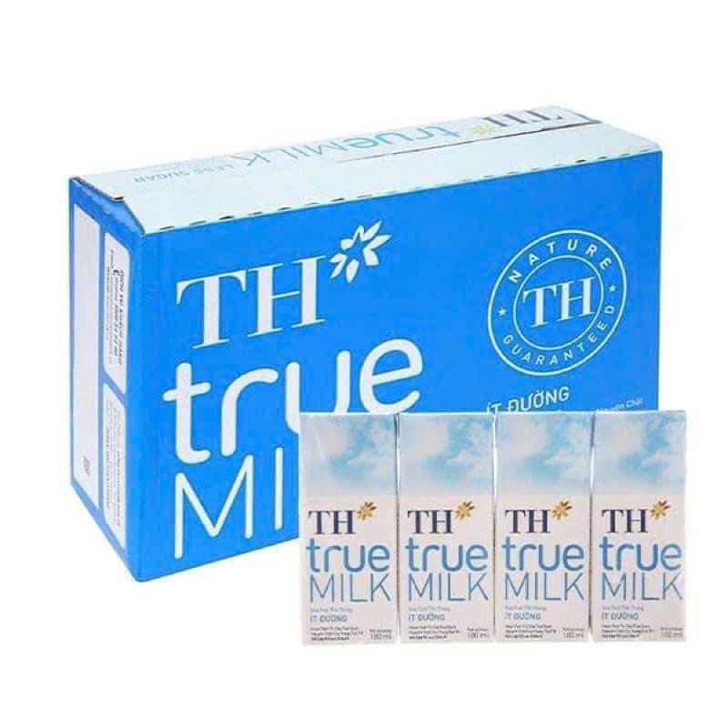Sữa Tươi Tiệt Trùng TH True Milk Ít Đường Hộp 110ml /180ml(Thùng 48 Hộp) Đường Chua