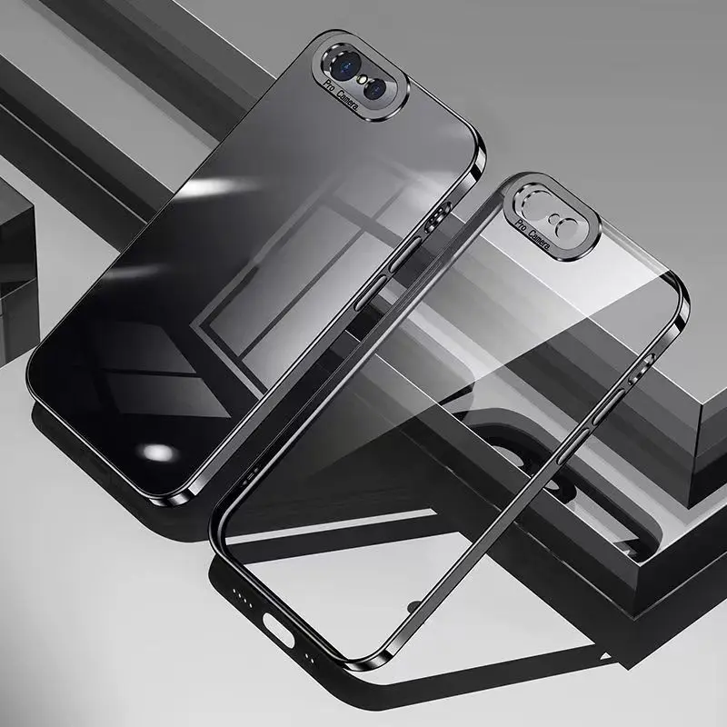 Ốp Bảo Vệ, Mạ Điện Sang Trọng, Trong Suốt, Dành Cho iPhone 7, 8 Plus, 7Plus, Bao Gồm Tất Cả, Ống Kính Silicon Ốp Mềm, Cạnh Thẳng, Chống Sốc, Thích Hợp Cho iPhone 6 / 6S / Se2020, Ốp Điện Thoại Di Động Phụ Kiện